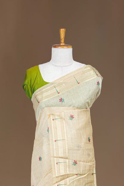 Sandal festive munga cotton saree