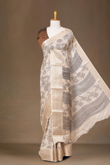 Sandal floral dupion silk saree