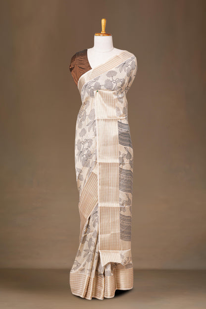 Sandal jacquard border silk saree