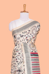 Sandal khadi cotton ethnic print saree