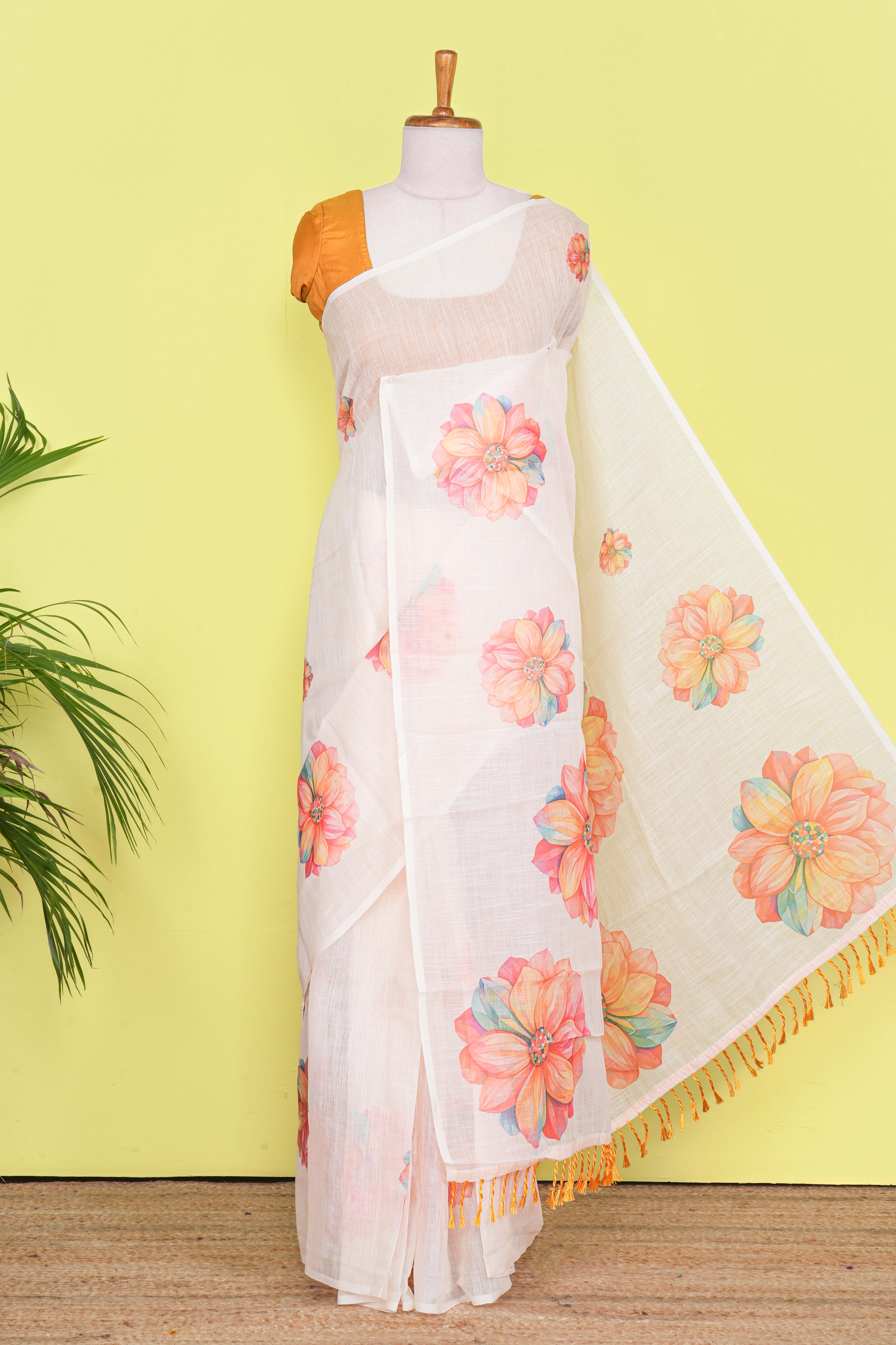 Sandal linen cotton floral 