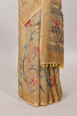  Sandal matching printed blouse saree