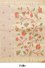 Sandal printed munga cotton saree