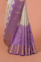Sandal silk saree with zari border
