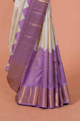 Sandal silk saree with zari border