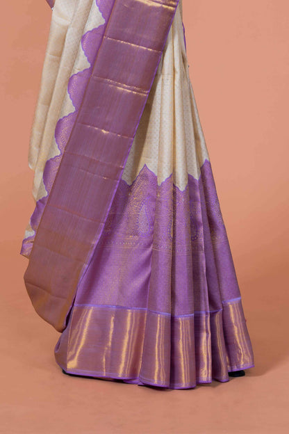 Sandal silk saree with zari border
