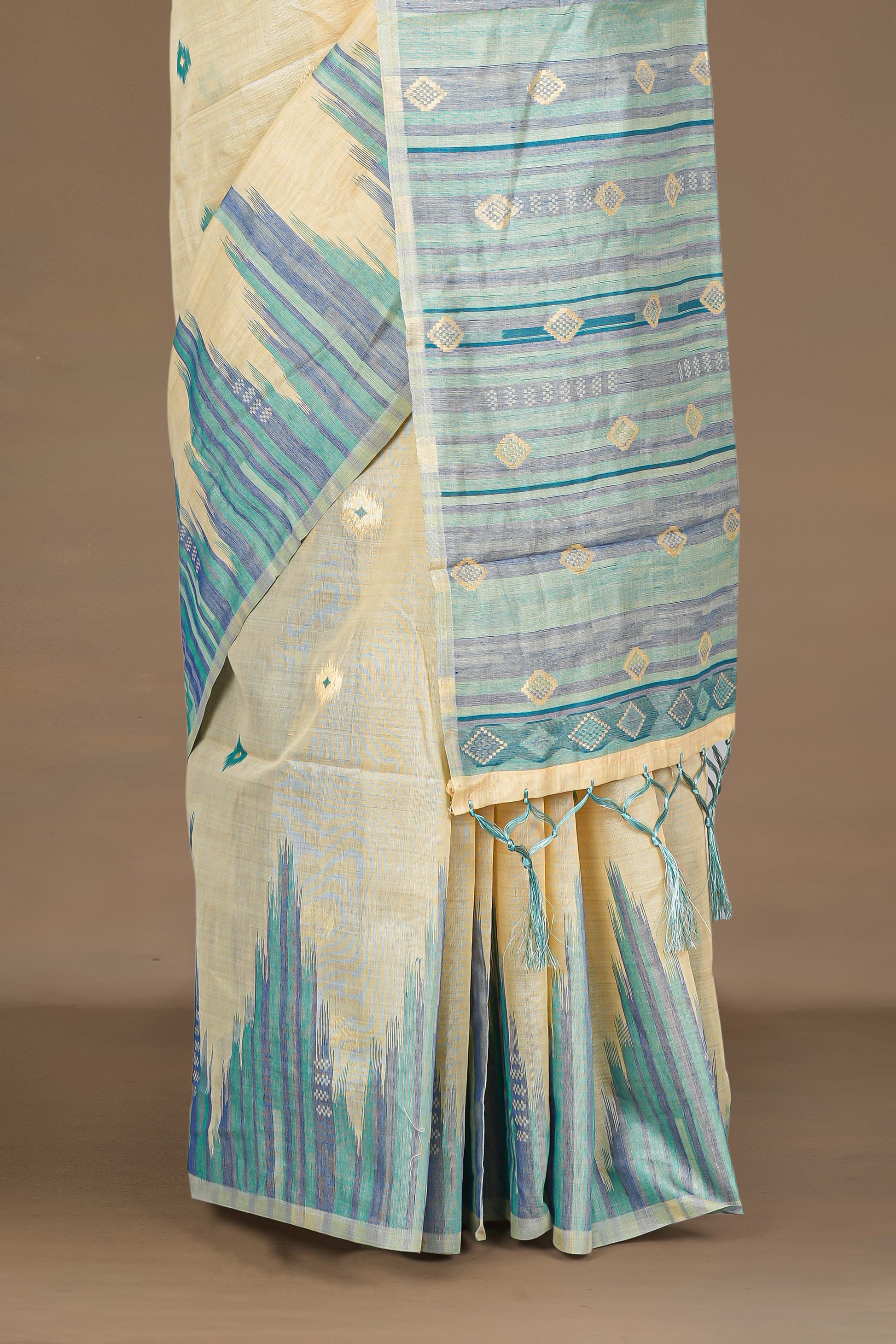Sandal textured cotton saree