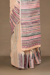 Sandal woven pallu saree