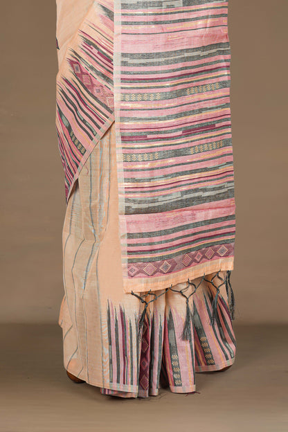 Sandal woven pallu saree