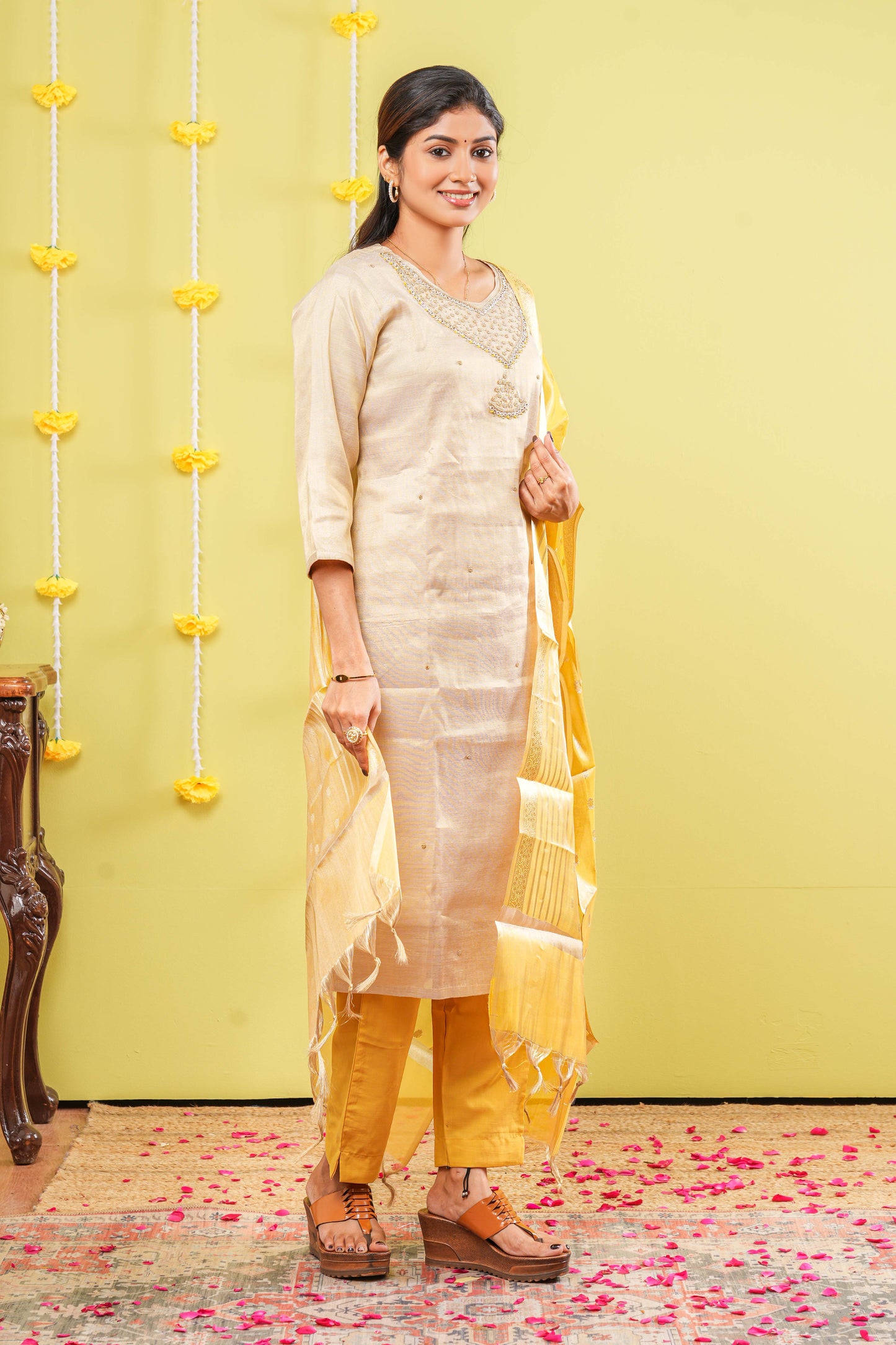 Sandal zari embroidered salwar suit