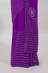 Scallop border rani pink saree
