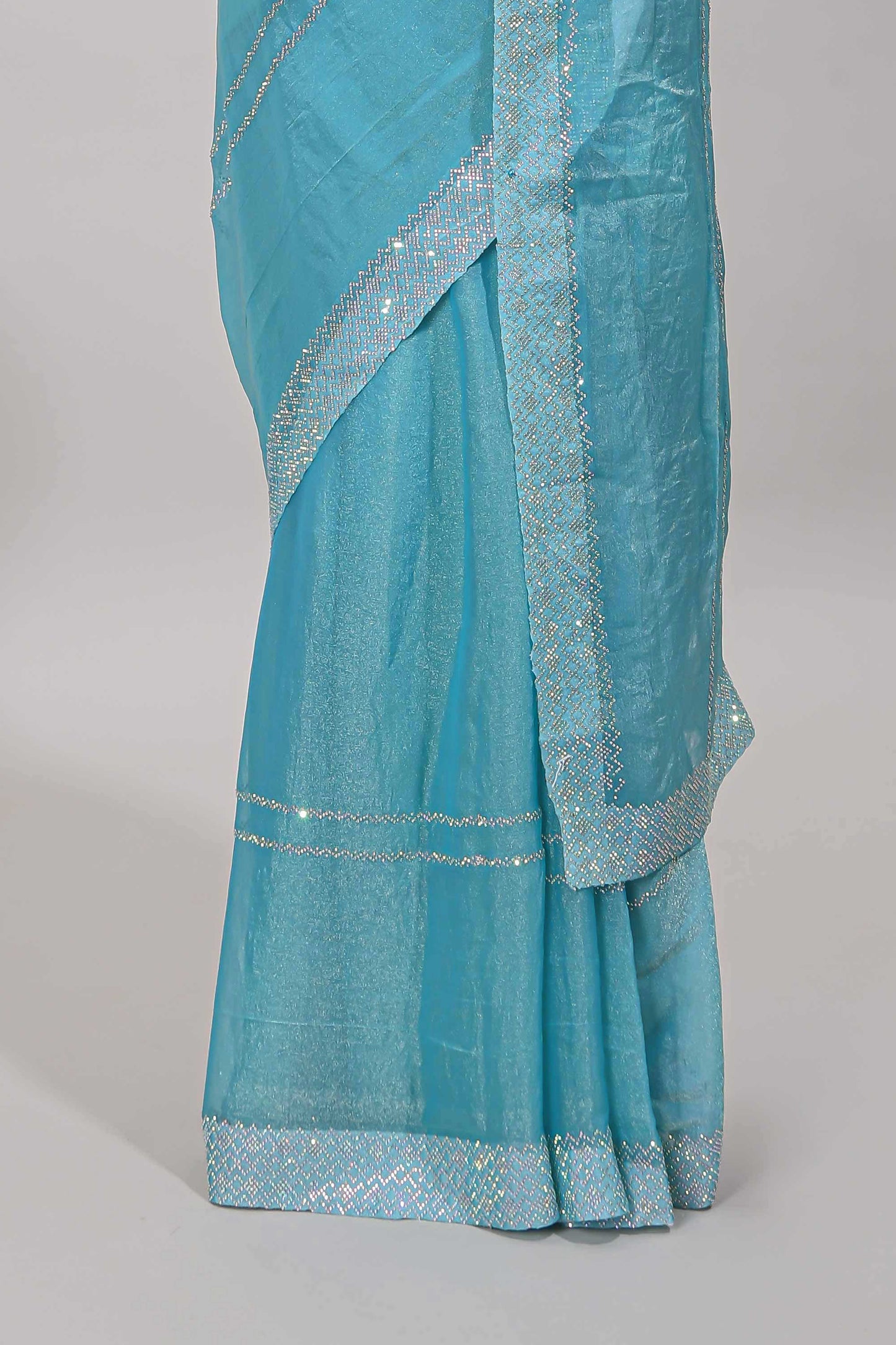Self border blue saree