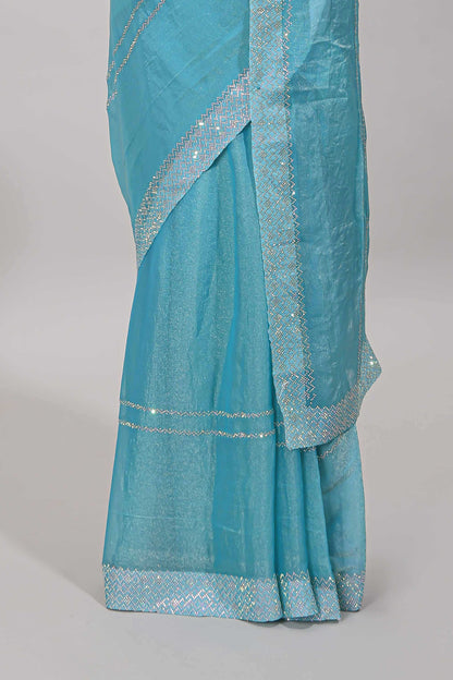 Self border blue saree