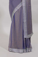 Self border lavender saree