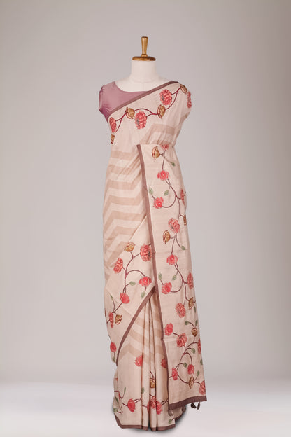 Semi Tussar Saree Floral Print