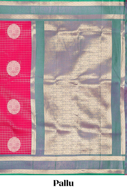 Semi soft silk checked weave saree