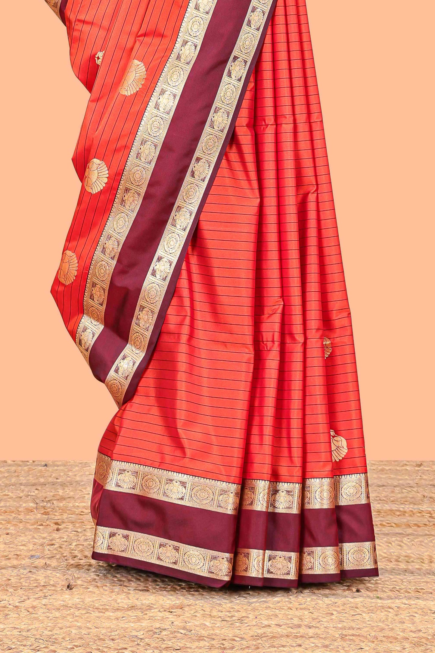 Semi soft silk ethnic border saree