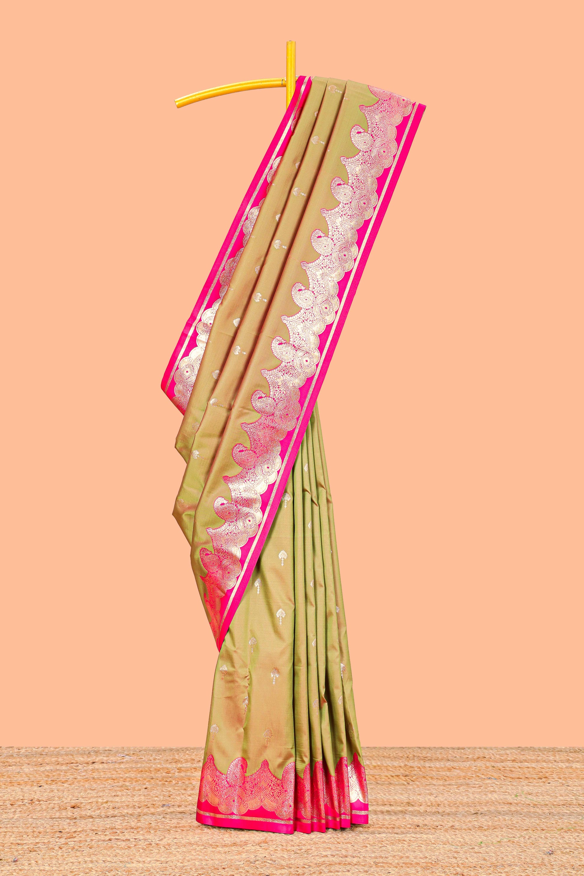 Semi soft silk peacock zari saree