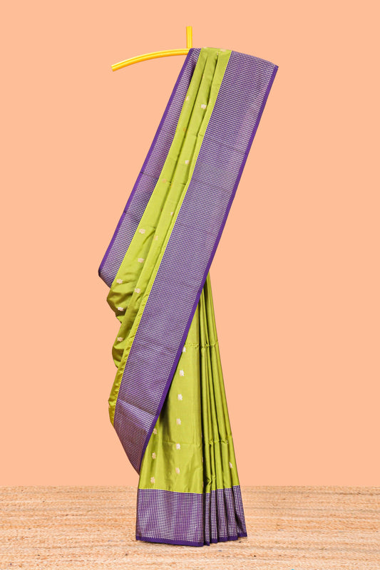 Semi soft silk zari check saree