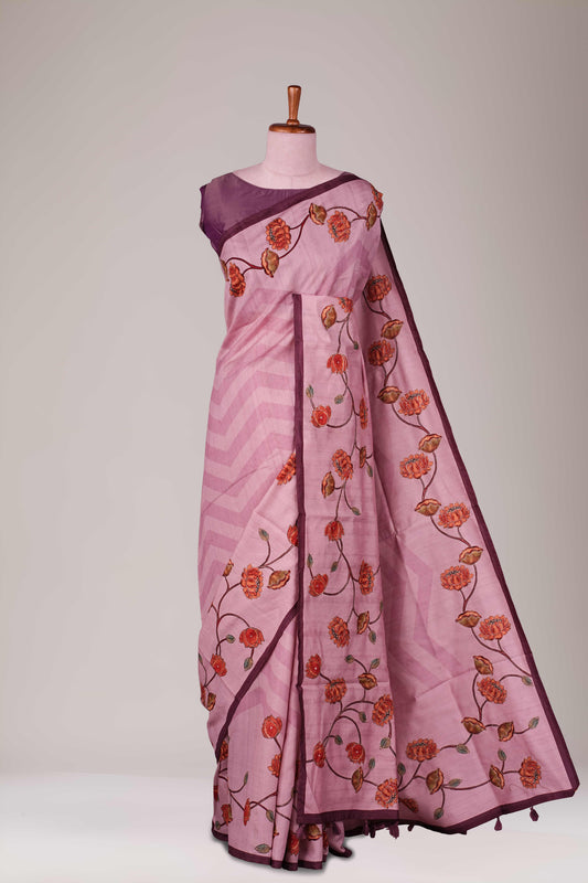 Semi tussar pink fabric