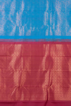 Silk saree with maroon border blue