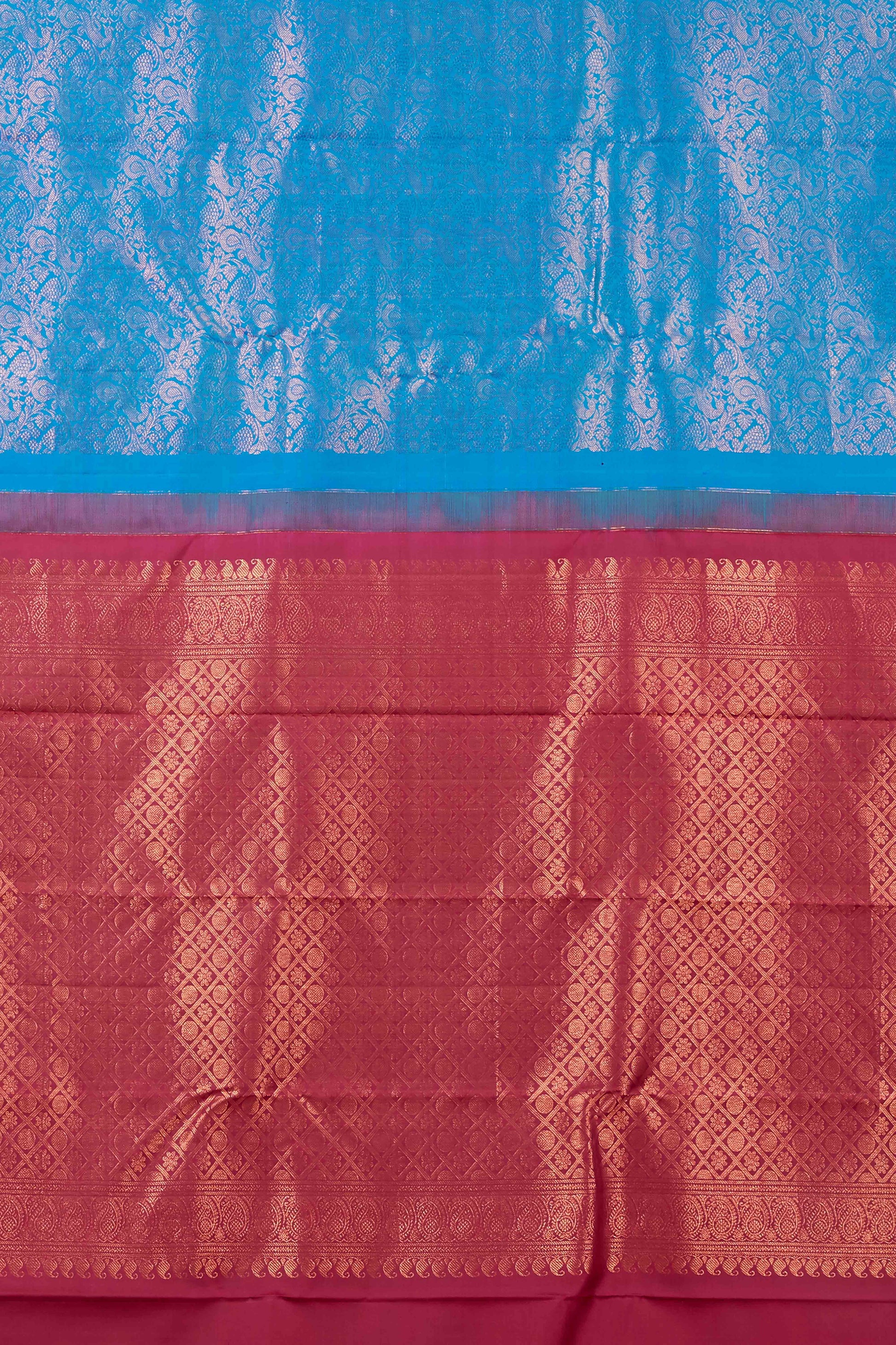 Silk saree with maroon border blue