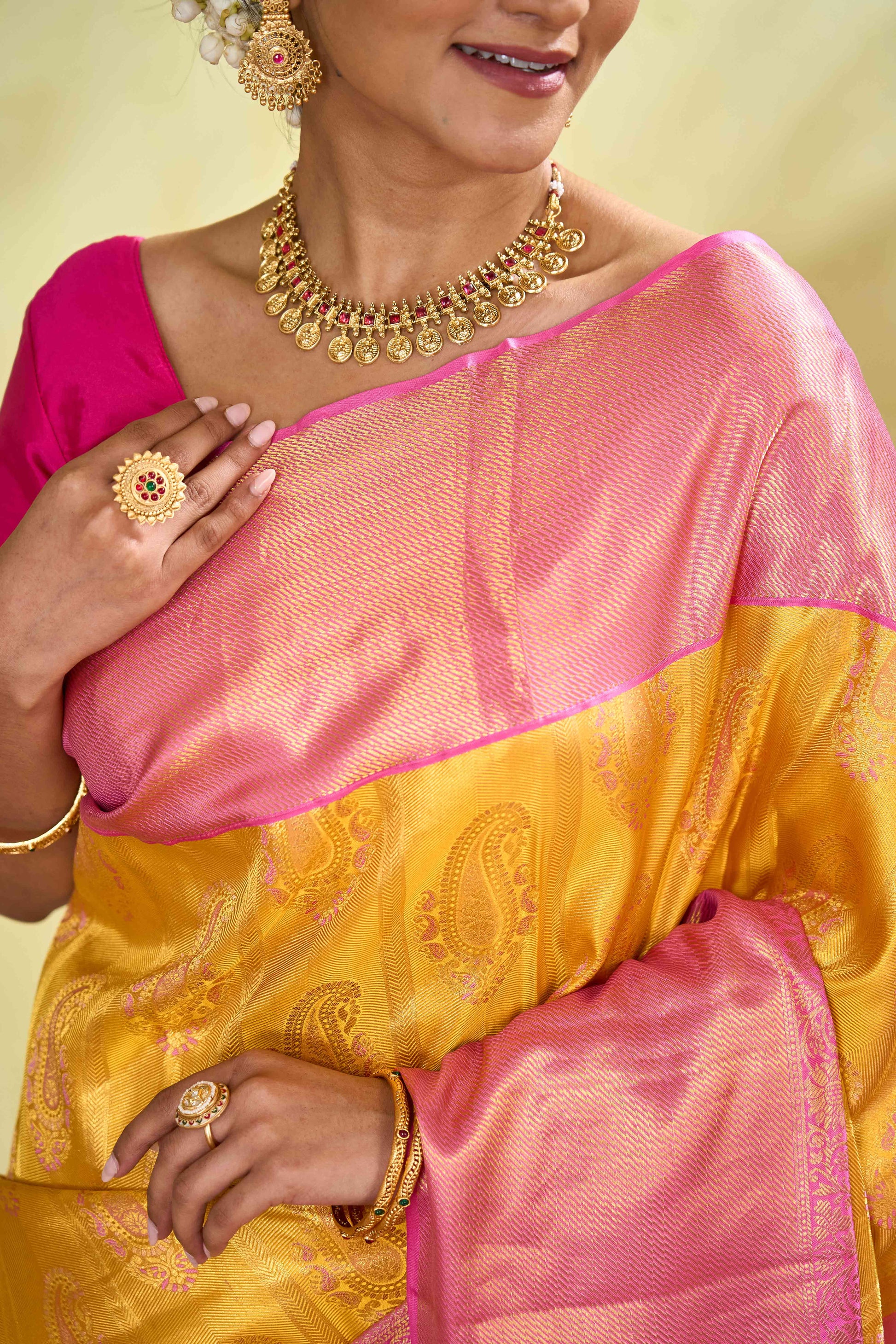 
Silk saree with zari weave