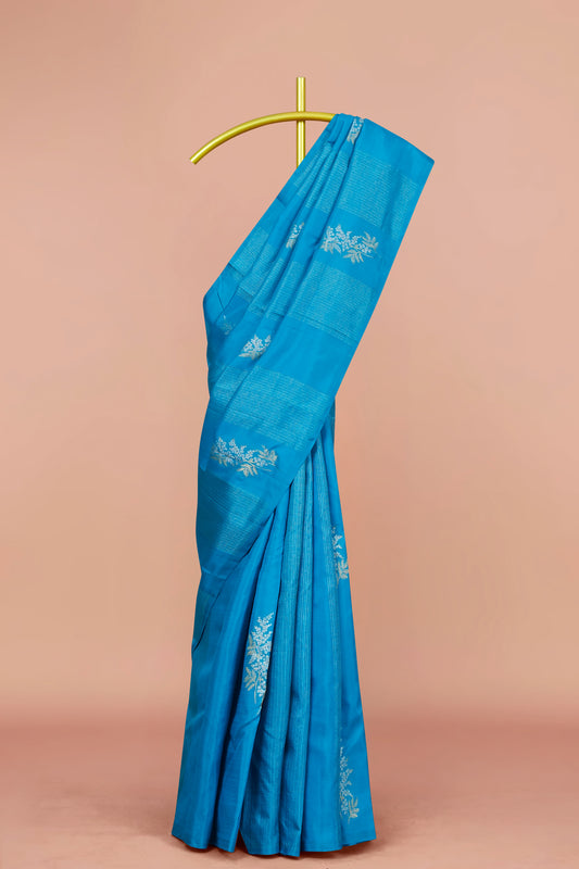 Sky blue pure silk saree