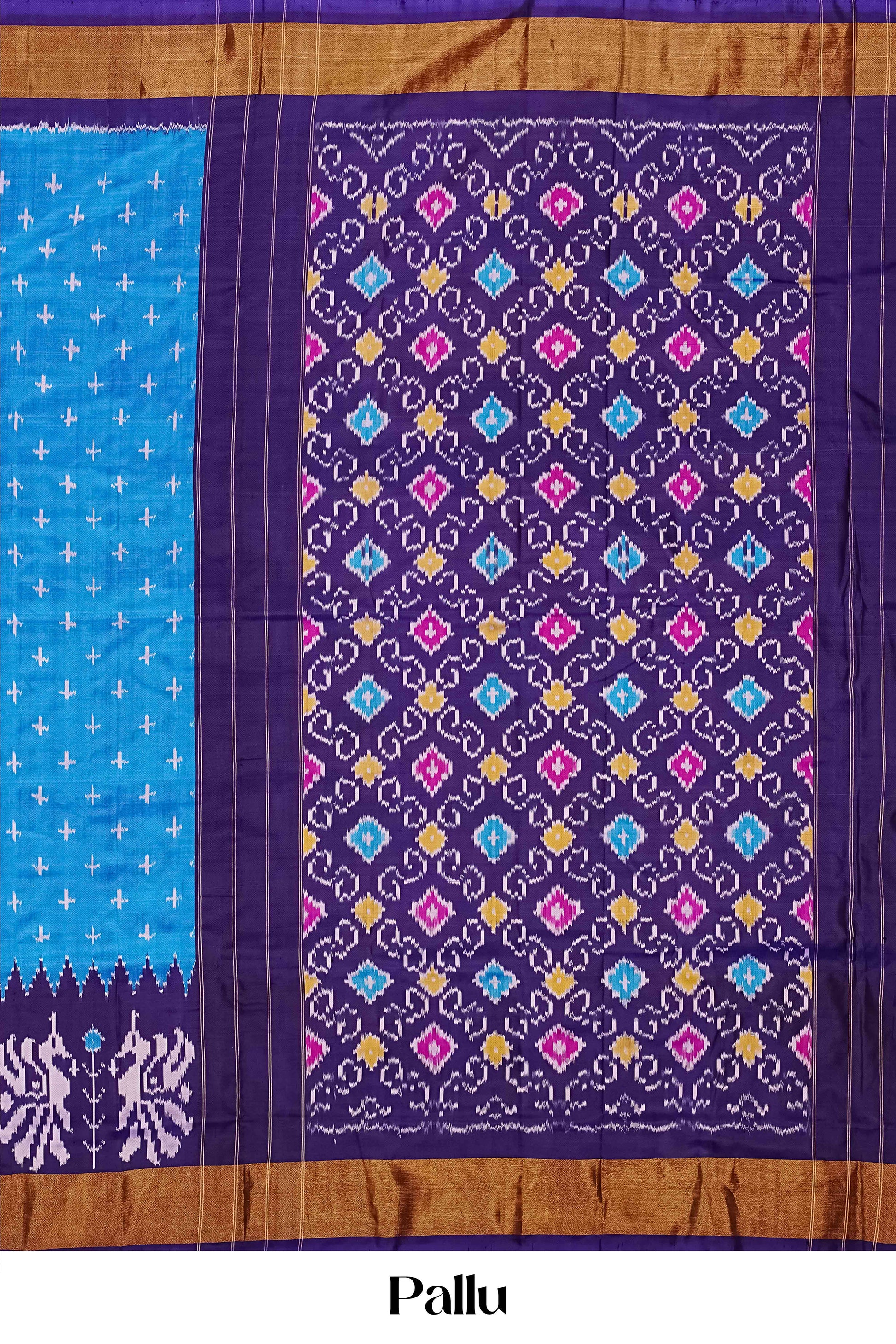 Sky geometric ikkat saree