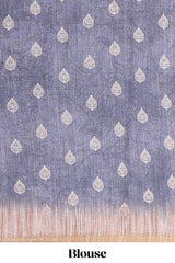  Slate blue grey casual linen saree