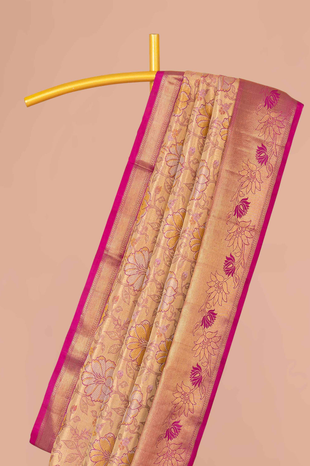 Soft beige traditional pattu saree