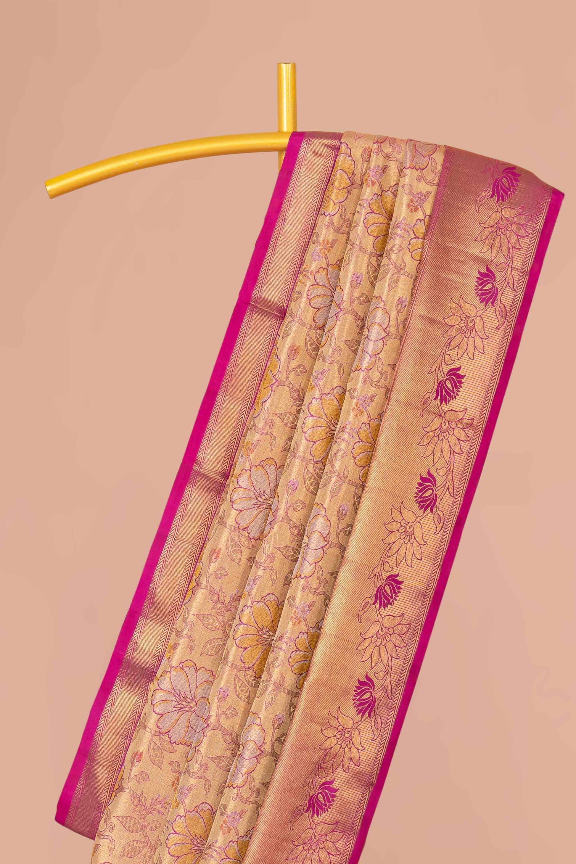 Soft beige traditional pattu saree