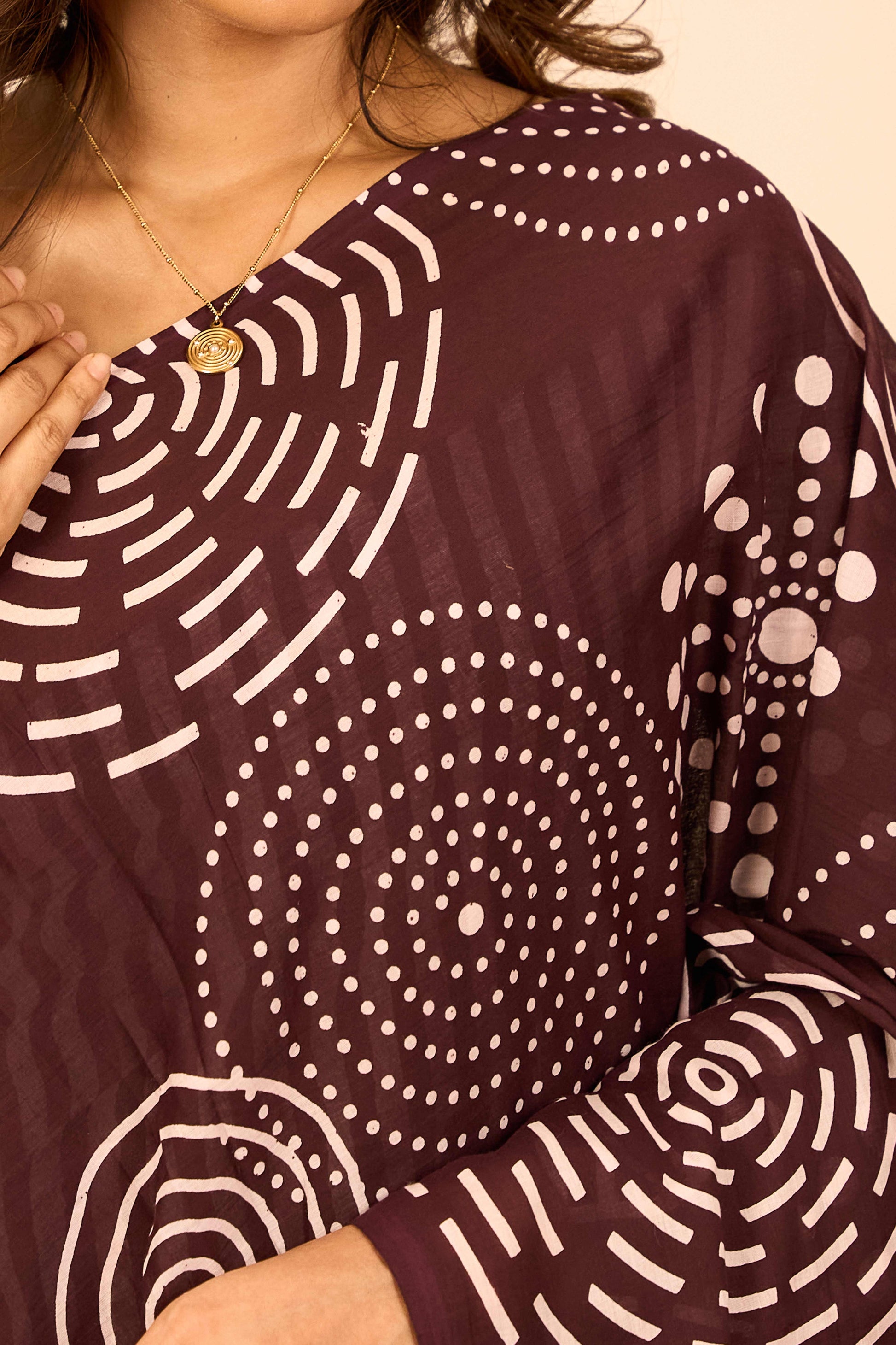 Soft breathable brown cotton saree