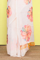  Soft linen floral saree 