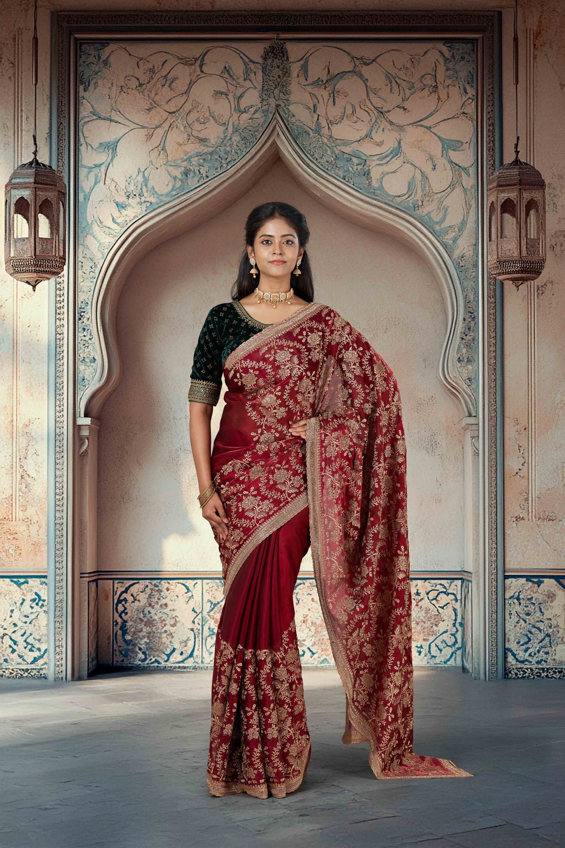 Stone embellished embroidery