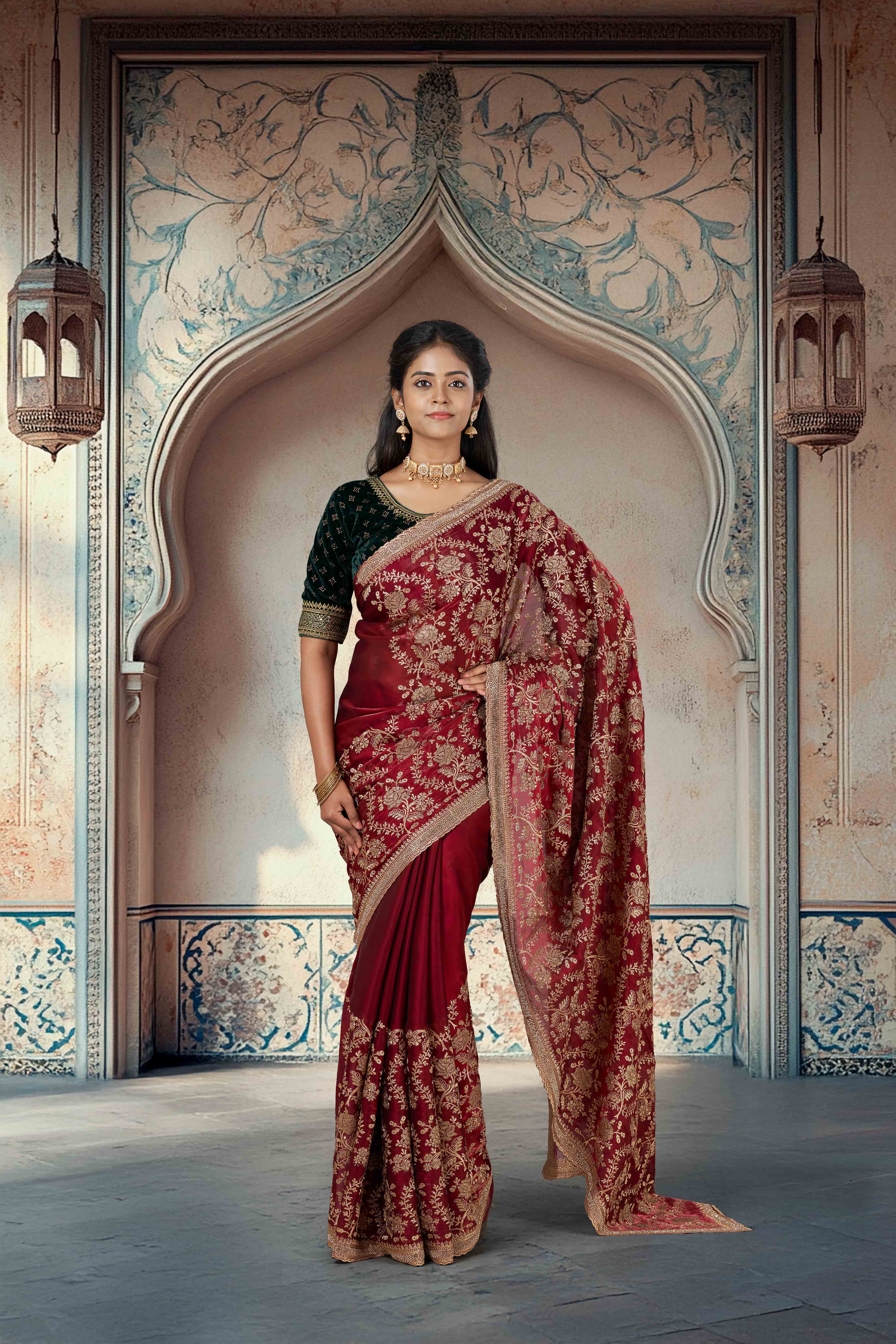 Stone embellished embroidery