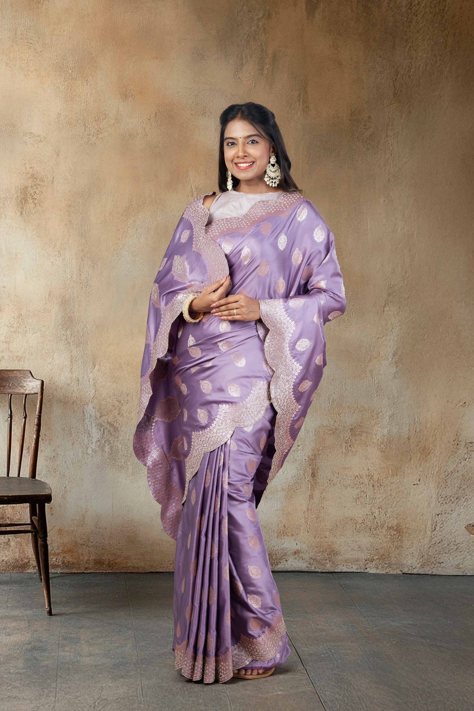  Stone embellishment saree