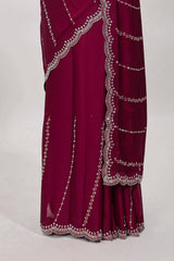 Stone work maroon saree