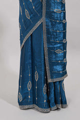 Stonework blue saree