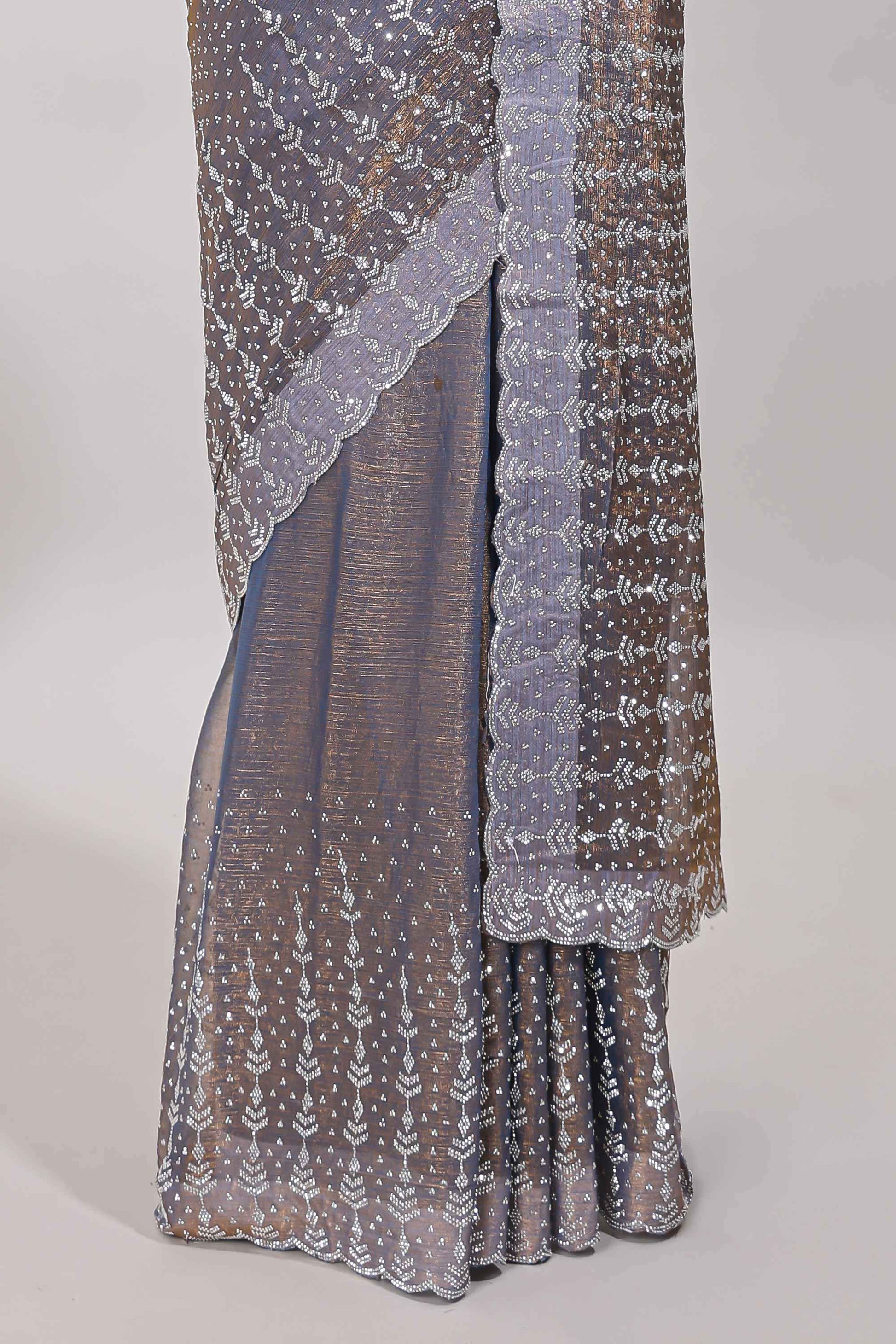 Stonework grey saree