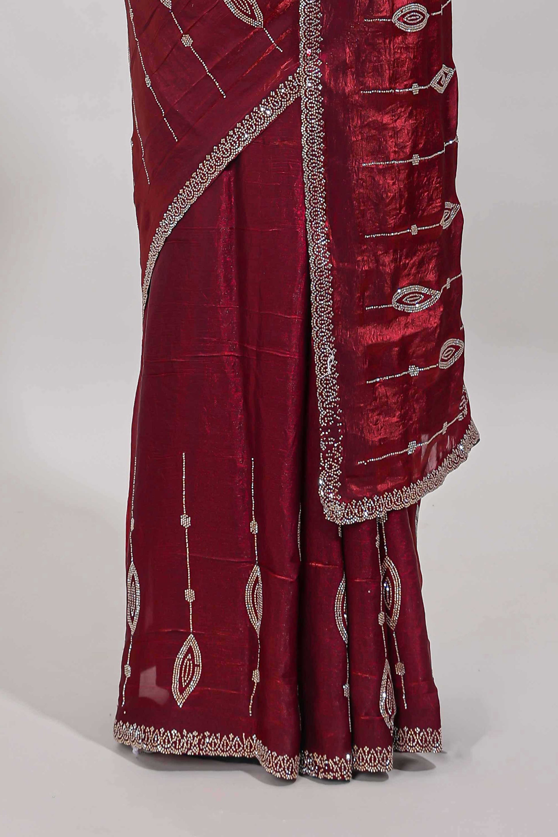Stonework maroon saree