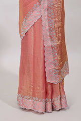 Stonework orange color saree