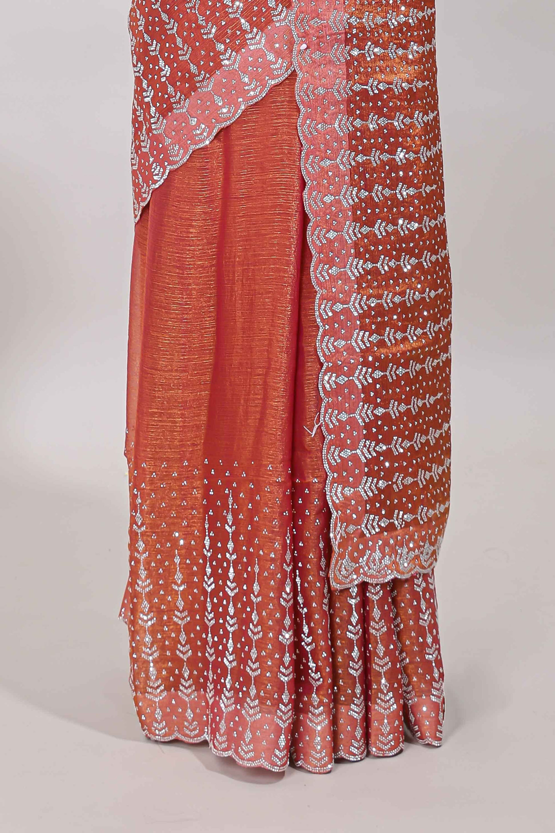 Stonework orange saree