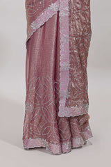 Stonework peach color saree
