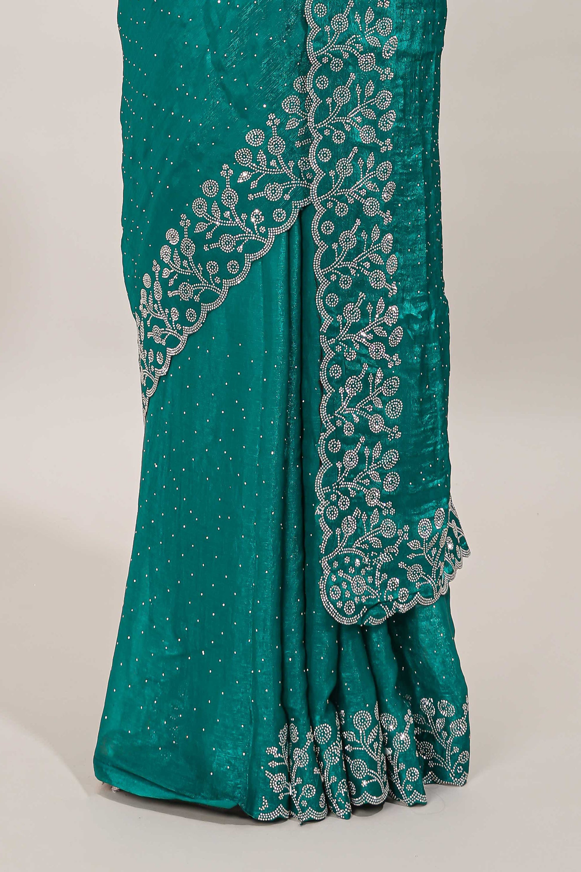 Stonework peacock saree
