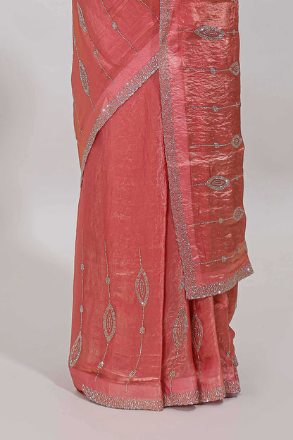 Stonework pink saree
Designer pink saree