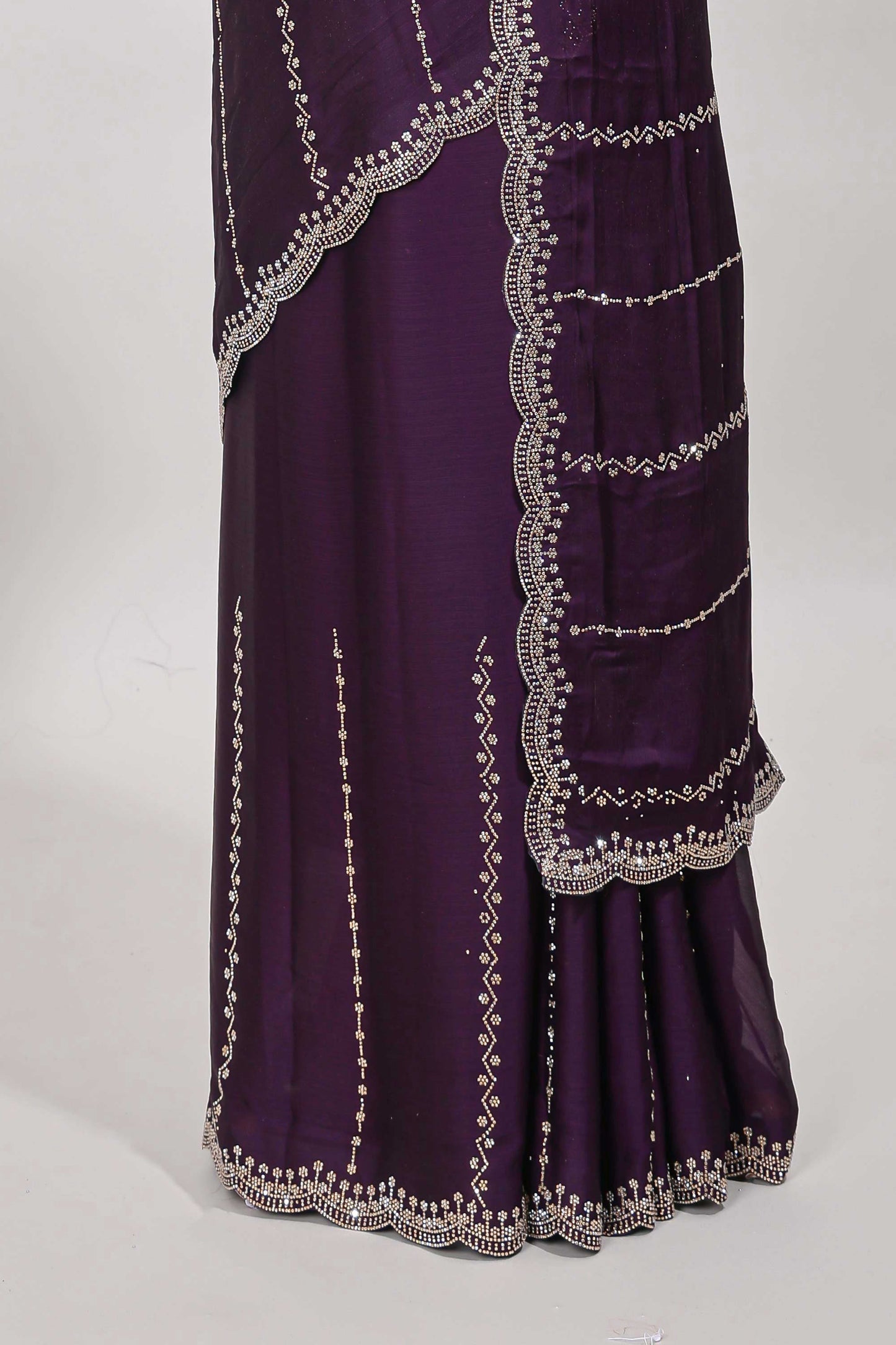 Stonework purple color saree
