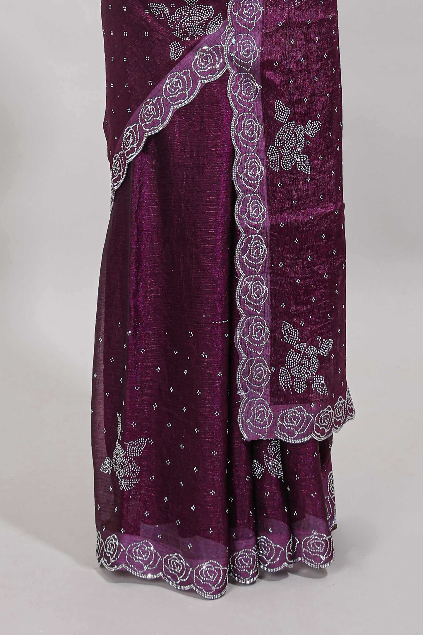 Stonework purple saree