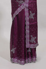 Stonework purple saree