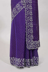 Stonework violet color saree